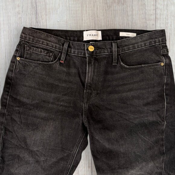 FRAME Le Nik Skinny Jeans Black Wash Lucky Mid Rise Stretch Denim Women 28 - Picture 2 of 8